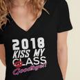 2018 Kiss My Class Goodbye Graduation Women's Jersey Short Sleeve Deep V-Neck Tshirt