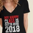 2018 Senior Graduation My Happy Class Shirt Women's Jersey Short Sleeve Deep V-Neck Tshirt