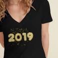 2019 Gold Confetti GraduationShirt High School College Women's Jersey Short Sleeve Deep V-Neck Tshirt