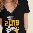 2019 High School Graduation Shirt Gamer Graduate Women's Jersey Short Sleeve Deep V-Neck Tshirt