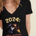 2024 Year Of The Introvert New Year Adventures Women's Jersey Short Sleeve Deep V-Neck Tshirt 2024 Year Of The Introvert New Year Adventures Women's Jersey Short Sleeve Deep V-Neck Tshirt