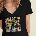 2025 Last Day Of School Autograph 6th Grade Graduation Women's Jersey Short Sleeve Deep V-Neck Tshirt