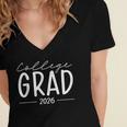 2026 College Graduate Graduation Grad Students Seniors Women's Jersey Short Sleeve Deep V-Neck Tshirt
