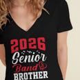 2026 Senior Band Brother Class Of 2026 Parent Graduation Women's Jersey Short Sleeve Deep V-Neck Tshirt