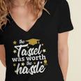 2026 Tassel Graduation The Tassel Was Worth The Hassle Women's Jersey Short Sleeve Deep V-Neck Tshirt