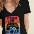 2nd Grade Level Complete Graduation Student Video Gamer Women's Jersey Short Sleeve Deep V-Neck Tshirt