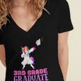3rd Grade Graduation Unicorn End Of Year Third Women's Jersey Short Sleeve Deep V-Neck Tshirt