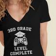 3rd Grade Level Complete Third Grade Graduation Video Gamer Women's Jersey Short Sleeve Deep V-Neck Tshirt