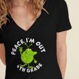 4th Grade Graduation Promotion Peace I'm Out Last Day Women's Jersey Short Sleeve Deep V-Neck Tshirt