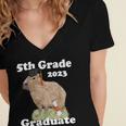 5th Grade Graduation Class Of 2023 Capybara Fifth Graduate Women's Jersey Short Sleeve Deep V-Neck Tshirt