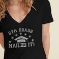 5th Grade Graduation Nailed It Class Of 2024 School Student Women's Jersey Short Sleeve Deep V-Neck Tshirt