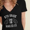 6th Grade Nailed It 2018 Graduation Women's Jersey Short Sleeve Deep V-Neck Tshirt