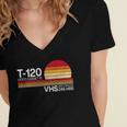 70's 80's 90's Music Nostalgia Video Cassette Tape VHS Retro Women's Jersey Short Sleeve Deep V-Neck Tshirt