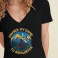 8-Bit Gamer Birder Blue Jay Arcade Nostalgia Nature Women's Jersey Short Sleeve Deep V-Neck Tshirt