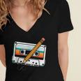 80 S 80s 90s Cassette Tape Nostalgia Retro Band Women's Jersey Short Sleeve Deep V-Neck Tshirt