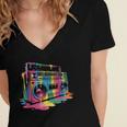 80s 90s Hip Hop Nostalgia Retro Boombox Music Lovers Women's Jersey Short Sleeve Deep V-Neck Tshirt 80s 90s Hip Hop Nostalgia Retro Boombox Music Lovers Women's Jersey Short Sleeve Deep V-Neck Tshirt
