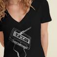 80s 90s Nostalgia Retro Cassette Tape Vintage Music Lovers Women's Jersey Short Sleeve Deep V-Neck Tshirt