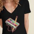 80s 90s Retro Halloween's Party Costume Nostalgia Cassette Women's Jersey Short Sleeve Deep V-Neck Tshirt