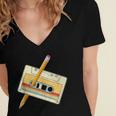 80's 90's Retro Music Party Costume Nostalgia Cassette Women's Jersey Short Sleeve Deep V-Neck Tshirt 80's 90's Retro Music Party Costume Nostalgia Cassette Women's Jersey Short Sleeve Deep V-Neck Tshirt