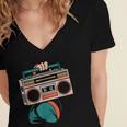 80s 90s Retro Party Costume Nostalgia Boombox Music Hip Hop Women's Jersey Short Sleeve Deep V-Neck Tshirt