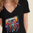 80s 90s Retro Party Costume Nostalgia Cassette Women's Jersey Short Sleeve Deep V-Neck Tshirt