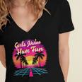 80s Fashion Girls Just Wanna Have Fun 1980s Nostalgia Women's Jersey Short Sleeve Deep V-Neck Tshirt
