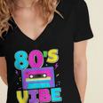 80's Vibe Retro Style Cassette Tape Nostalgia 1980s Party Women's Jersey Short Sleeve Deep V-Neck Tshirt