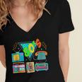 80's Vintage Cassette Tape Nostalgia Mixtape Era 1980s Retro Women's Jersey Short Sleeve Deep V-Neck Tshirt