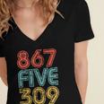 8675309 Retro Vintage 80's 90's Music Nostalgia Women's Jersey Short Sleeve Deep V-Neck Tshirt 8675309 Retro Vintage 80's 90's Music Nostalgia Women's Jersey Short Sleeve Deep V-Neck Tshirt
