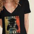 8th Grade Level Complete Gamer Class Of 2024 Graduation Women's Jersey Short Sleeve Deep V-Neck Tshirt