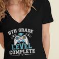 8th Grade Level Complete Graduation 2025 Class Eighth Grade Women's Jersey Short Sleeve Deep V-Neck Tshirt
