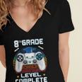 8th Grade Level Complete Graduation Class 2023 Gamer Boys Women's Jersey Short Sleeve Deep V-Neck Tshirt