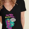 The 90s Are Calling Retro 90s Kid Nostalgia Gag Meme Women's Jersey Short Sleeve Deep V-Neck Tshirt