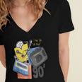 90s Retro Cassette And Walkman Nostalgia Graphic Tee Women's Jersey Short Sleeve Deep V-Neck Tshirt