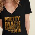 African American Girl Graduation Shirt Senior 2019 Women's Jersey Short Sleeve Deep V-Neck Tshirt