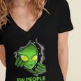 Alien Face Ew People UFO Introvert Meme Men Women Kids Women's Jersey Short Sleeve Deep V-Neck Tshirt