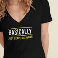 Basically Just Leave Me Alone Introvert Sarcasm Women's Jersey Short Sleeve Deep V-Neck Tshirt