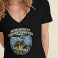 Alone With My Thoughts And Rod Introvert Fishing Antisocial Women's Jersey Short Sleeve Deep V-Neck Tshirt