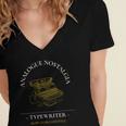 Analogue Nostalgia Typewriter Graphic Women's Jersey Short Sleeve Deep V-Neck Tshirt