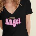 Angel Y2k Aesthetic 2000s Millennial Nostalgia Retro Pink Women's Jersey Short Sleeve Deep V-Neck Tshirt Angel Y2k Aesthetic 2000s Millennial Nostalgia Retro Pink Women's Jersey Short Sleeve Deep V-Neck Tshirt