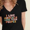 I Like Animals More Than People Sarcastic Introvert Women's Jersey Short Sleeve Deep V-Neck Tshirt