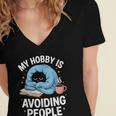 Anti-Social Club Homebody Introvert Hibernate Hermit Shyness Women's Jersey Short Sleeve Deep V-Neck Tshirt