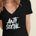 Anti Social Anti Social Club Introvert People Hate Women's Jersey Short Sleeve Deep V-Neck Tshirt