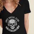 Anti Social Club Official Member Introvert Crest Women's Jersey Short Sleeve Deep V-Neck Tshirt Anti Social Club Official Member Introvert Crest Women's Jersey Short Sleeve Deep V-Neck Tshirt
