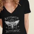Antisocial Butterfly Introvert Death Head Moth Women's Jersey Short Sleeve Deep V-Neck Tshirt