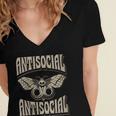 Antisocial Butterfly Quote Socially Selective Introvert Women's Jersey Short Sleeve Deep V-Neck Tshirt