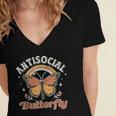 Antisocial Butterfly Tee For Introvert Men Women Girls Women's Jersey Short Sleeve Deep V-Neck Tshirt