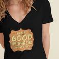 Antisocial Like A Good Neighbor Stay Over There Introvert Women's Jersey Short Sleeve Deep V-Neck Tshirt
