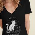 Antisocial Introvert Cat With Coffee On Computer Emo Goth For Men Women Women's Jersey Short Sleeve Deep V-Neck Tshirt Antisocial Introvert Cat With Coffee On Computer Emo Goth For Men Women Women's Jersey Short Sleeve Deep V-Neck Tshirt