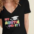 My Auntie Did It Aunt Graduation Nurse Doctor Aunt Graduated Women's Jersey Short Sleeve Deep V-Neck Tshirt